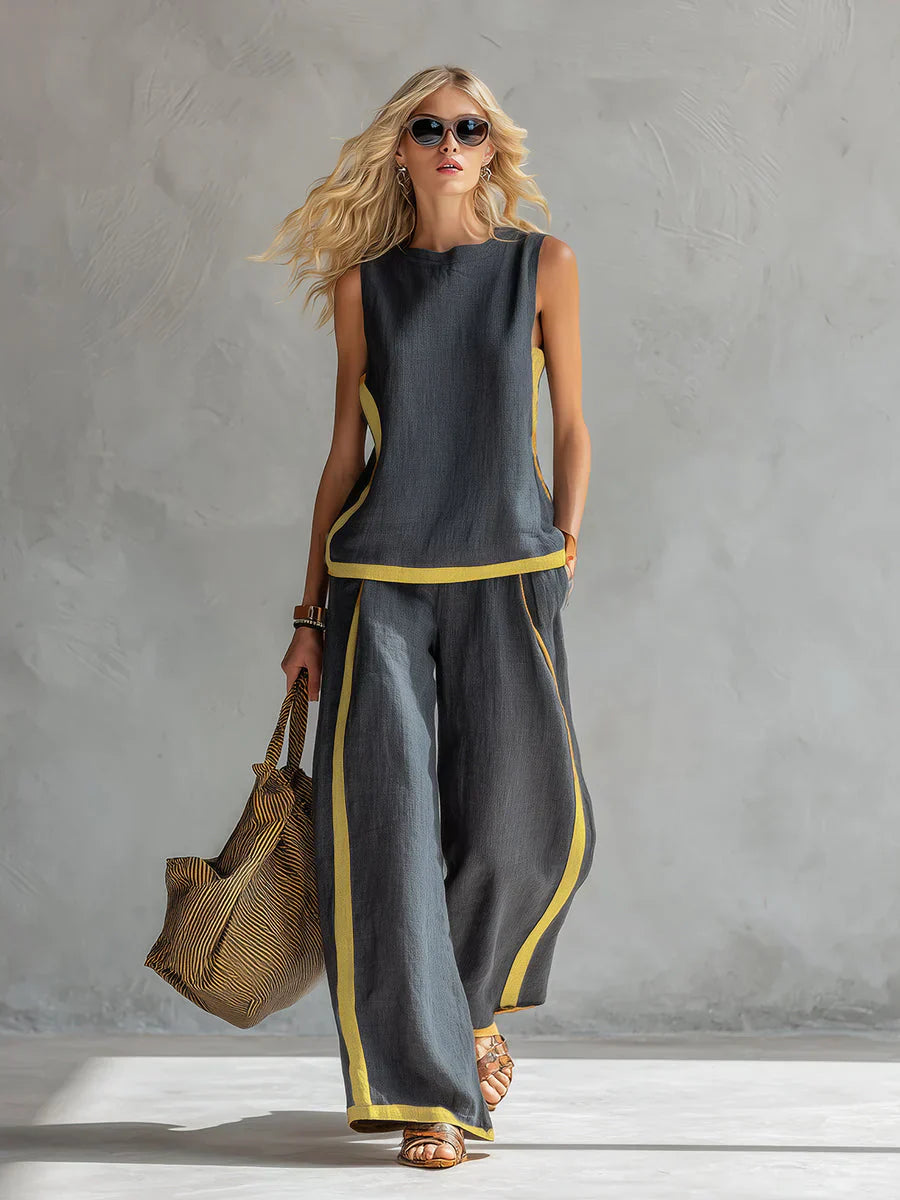 Leila Elegant Two-Piece Set in Grey